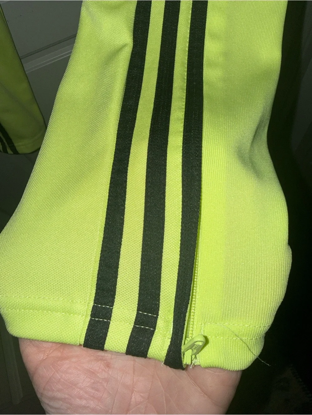 adidas Men’s Neon Green Track Joggers with Black Stripes